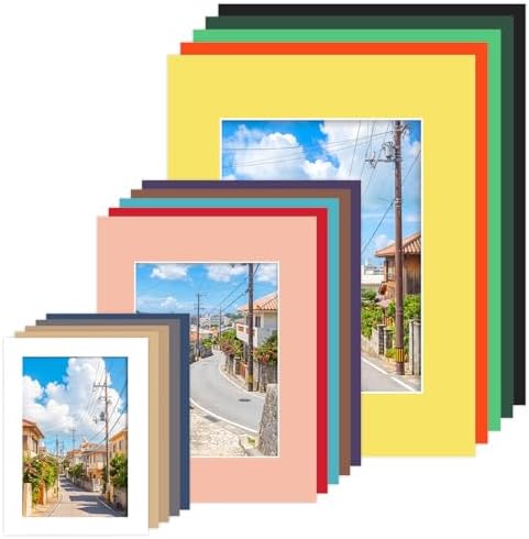 15 Pack Picture Mats, Mixed Colors, 5x7 8x10 11x14 Frame Mattes