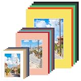 Prudiut 15 Pack Picture Mats, Mixed Colors Frame Mattes for Pictures Photo Frame Mat Core Bevel Cut for Photos, Prints, Artworks (5x7, 8x10, 11x14 Inches)