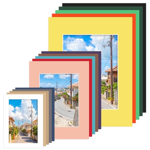 15 Pack Picture Mats, Mixed Colors, 5x7 8x10 11x14 Frame Mattes