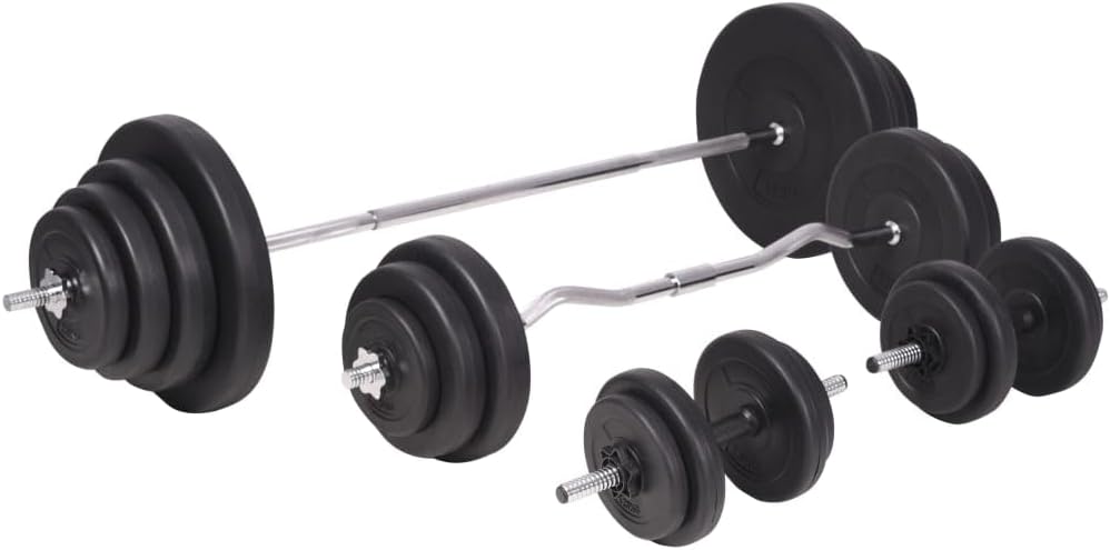Workout Bench with Weight Rack, Barbell and Dumbbell Set 120 kg(Weight:304.24 lbs),275375