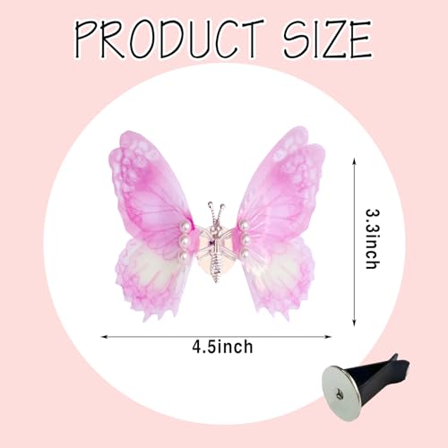 Image of 4Pcs Tulle Butterfly Car Vent Clips, Vibrant Dancing Wing Dashboard Ornaments, Moving Butterfly Car Decor, Universal Car Accessories Interior for Women (Lively Colors)