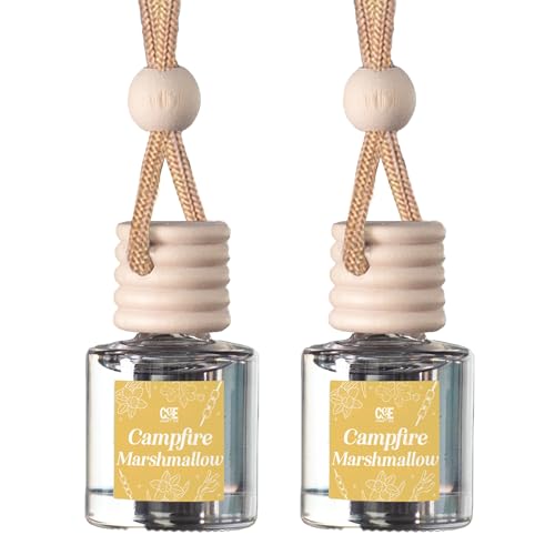 Image of C&E Craft Co Hanging Car Air Freshener Diffuser 2 Pack, Long Lasting Fragrance Oil Car Freshener, Glass Bottle Auto Air Freshener, Made in USA (Campfire Marshmallow)