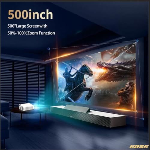 Image of BOSS A10 Ultra Smart Ai 2026 Projector | Full HD | 4K HDR Support | 2050 ANSI Lumens | QLED Display | Android TV 14 | AI Auto Focus & Keystone | Voice Control | Sealed Optical Engine