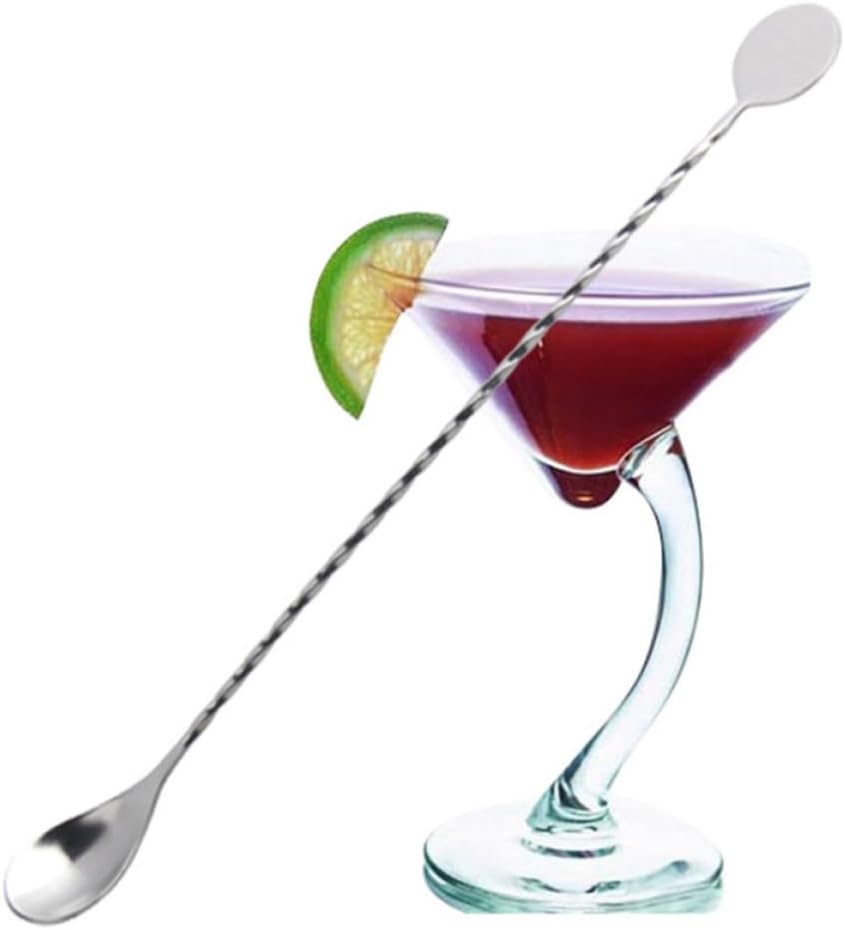 2pcs Stainless Steel Cocktail Swizzle Stick with Spiral Handle