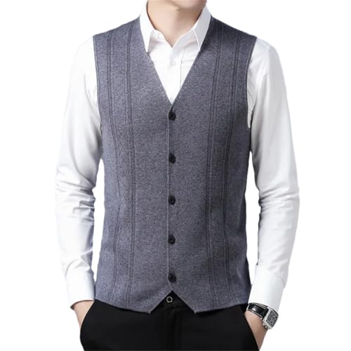 Men's Knitted Sweater Vest Soft Wool Sweater Single-Breasted V-Neck Cardigan Vests