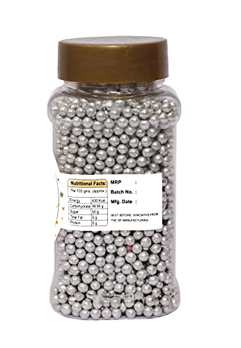 Image of foodfrillz Silver Balls and Golden Balls, (125 g x 2) Sprinkles for Cake Decoration