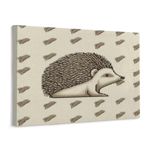 Toile hérisson encadrée 15,7x30 cm à offrir comme cadeau de crémaillère ou pour amateurs de nature