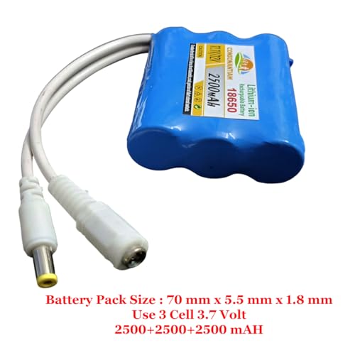 Image of 2500mah 18650 Li-ion Battery Pack for led Bulb DIY Projects Lithium Ion Battery Pack for Flashlights CCTV Camera GPS Device 3.7 Volt, 7.4, Volt, 12 Volt2500mah, (12-Volt-3-Cell-Pack)