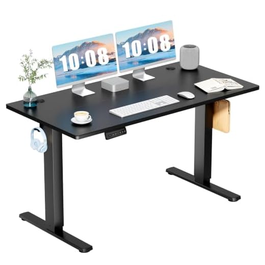 DUMOS 55 Inch Electric Standing Desk Height Adjustable, Sit to Stand Computer Workstations Large Work PC Table Home Office Writing Gaming Desks with Memory Presets for Walking Pad, Bedroom, Black