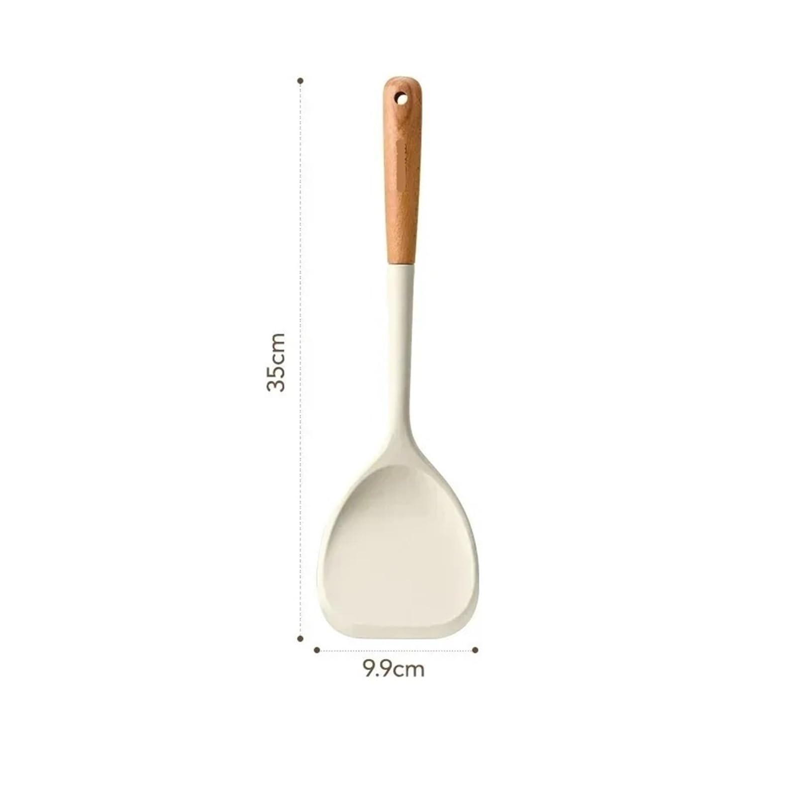 Ensemble d'ustensiles de cuisine durables avec manche en bois dur, cuillère, tamis et spatule(4PCS)