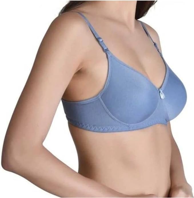 Image of Women's T-Shirt Bra, Padded Push-Up Style, Pink, Green and Blue, 3 Pack