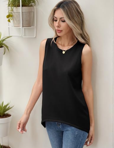 Image of Zeagoo Womens Sleeveless Sweater Vest Crewneck Knit Loose Sweater Tank Tops Lightweight Shirts Blouses 2026