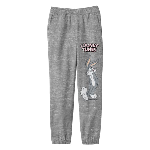 Bioworld Looney Tunes Logo with Bugs Bunny Youth Heather Gray Graphic Joggers - Main Image