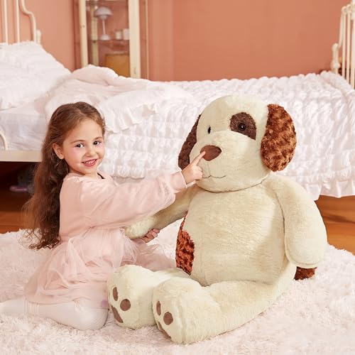IKASA Groß Hund Kuscheltier Riesen Stofftier,78cm Welpe Gross Plüschtier Riesige Plüsch Spielzeug Flauschige Jumbo Stofftiere,Geschenk für Kinder