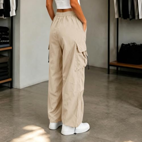 Women's Cargo Pants Drawstring Waist Wide Leg Utility Work Trousers - image 3
