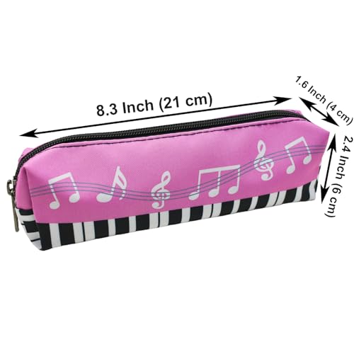 Image of Maydahui 2 PCS Music Theme Pencil Case Large Capacity Polyester Piano Music Symbol Style Pen Pouch Holder Storage Bag Organizer Stationery Box Makeup Pouch Cosmetic Bag for Women Students Party Travel