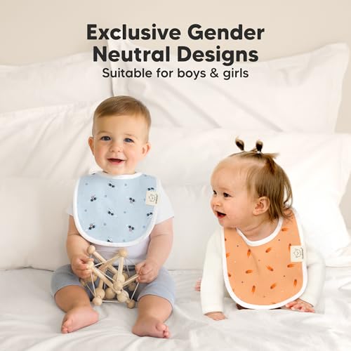 Image of 8-Pack Organic Baby Bibs for Boys, Girls - Soft Cotton Drooling and Teething Bibs for Baby Girl & Boy, Extra Absorbent, Easy to Clean & Put On for Toddler, Newborn, Infant 0-24 Months (Cosmo)