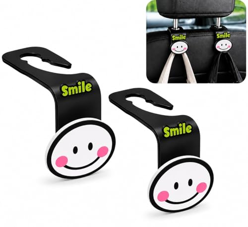 Image of VORLA Car Seat Gap Filler Organizer with Phone Holder, Upgrade Version, Prevents Falling, Black, Set of 2 (Smiley Storage Hook)