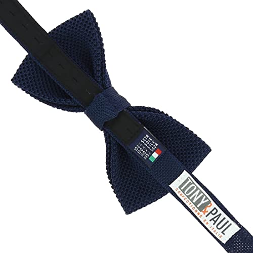 Noeud papillon tricot soie bleu pensée foncé accessoire homme mariage