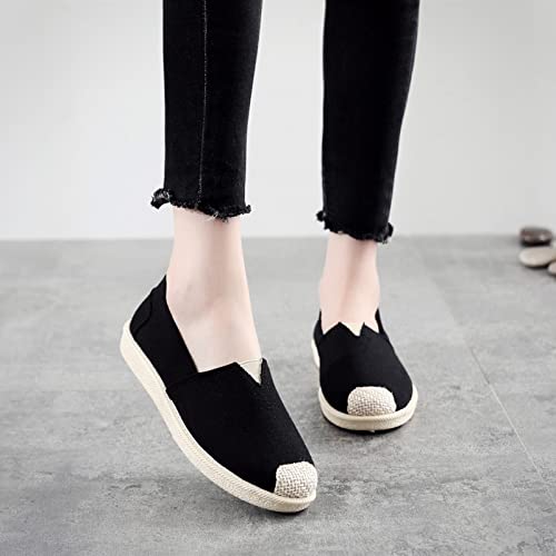 Image of eYLun Women Loafers Slip On Shoes Canvas Flats Work Shoes Casual Comfortable Walking Shoes