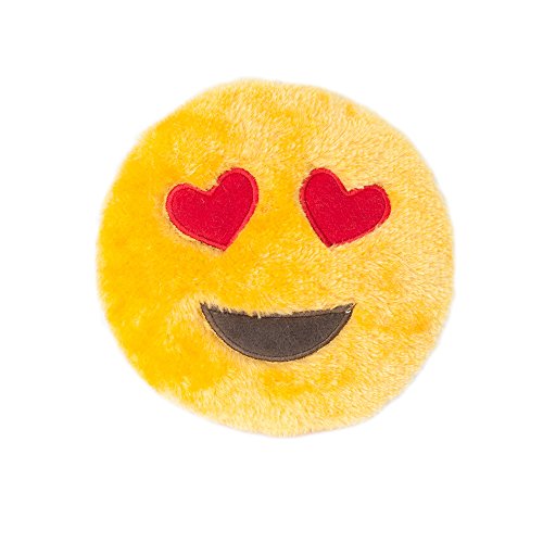 ZippyPaws - Squeakie Emojiz Stuffed Plushie Dog Toy - Heart Eyes