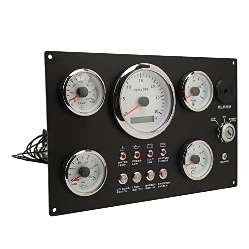 5-Gauge-Instrumententafel mit 7-Farben-Hintergrundbeleuchtung, Maximale Öldruck-Spannungsanzeige für Marineboot-Yacht 24V