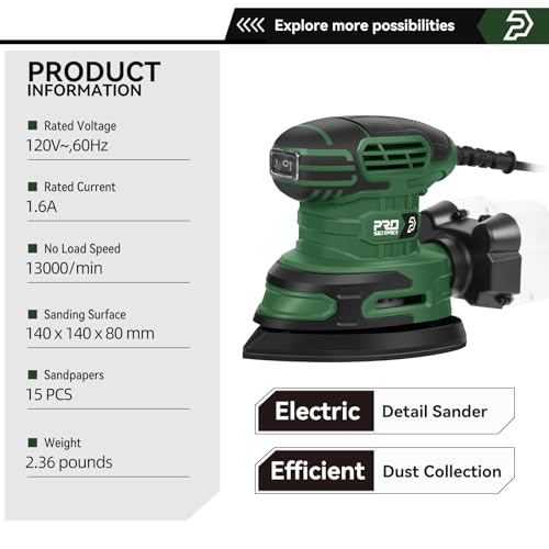 image for Prostormer Detail Sander, 13000RPM Mouse Sander, 1.6A Electric Palm Sa
