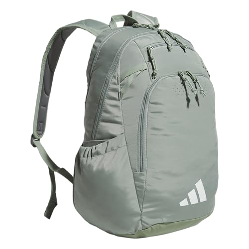 Image of adidas Defender 5 Backpack for Sports, Gym, School and Travel, 33L, Silver Green /White, OSFA