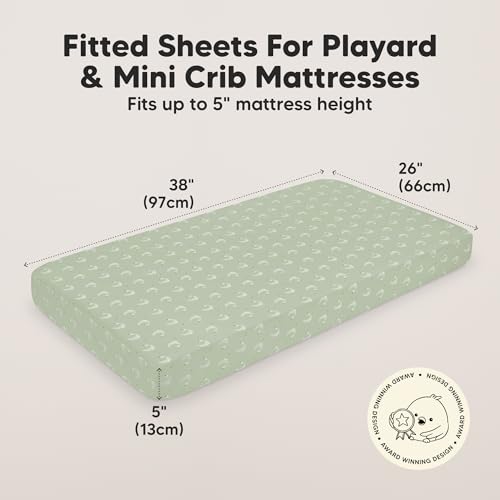 Image of 2-Pack Mini Crib Sheets Fitted, 38x26 Pack N Play Mattress Sheets (Lunaris) | Organic Cotton Sheets for Pack and Play Mattress, Soft, Breathable Playard Bedding Sheet, Mini Toddler Bed Cover, Boys, Girls