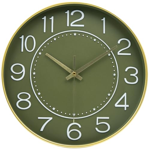 Image of HZDHCLH 12 Inch Modern Wall Clock Battery Operated Silent Non Ticking