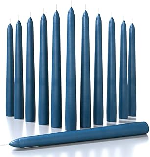 CANDWAX 8 inch Taper Candles Set of 12 - Dinner Candles Dripless - Tall Candles Long Burning Perfect for Dinner, Party or Christmas Candles Decor - Dark Blue Candles