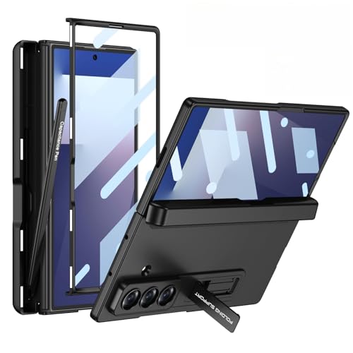 Étui Samsung Galaxy Z Fold7 noir antichoc avec protège-écran et béquille