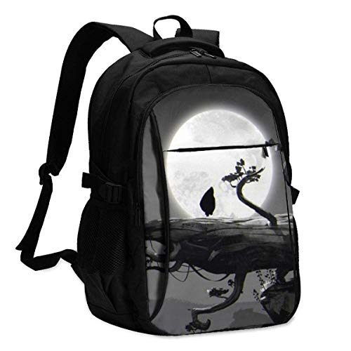 Ori and The Blind Forest Backpack Travel Mochila para portátil con Puerto de Carga USB Interfaz para Auriculares Mochila universitaria para Mujeres Hombres niños Business Travel Anti Theft Backpack