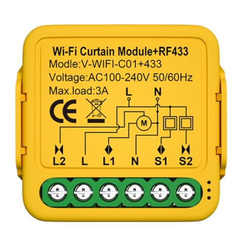 Eieenotee Módulo de Interruptor de Cortina Tuya Smart WiFi RF433, Control para Motor de Persiana Enrollable Eléctrica, Funciona con