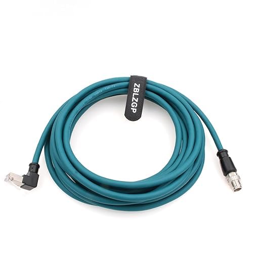 Câble blindé M12 8 broches X-Code mâle vers RJ45 Cat7e Ethernet blindé pour caméra industrielle Cognex (RJ45 à angle droit, vert foncé, 50 m)