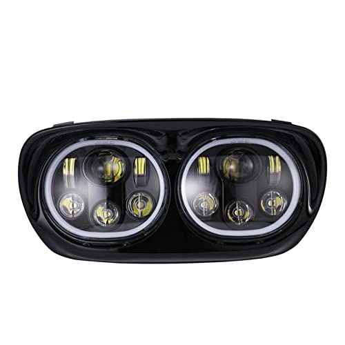 Phare double LED 5.75 pour Harley Davidson Road Glide look noir idéal pour les longs trajets de nuit