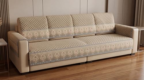 Image of KINGLY Sofa Cover 4 Seater Fully Covered | Stretchable Anti-Slip Slipcover | Washable Furniture Protector | Italian Mousse | Seat & Back | Set of 2Pc