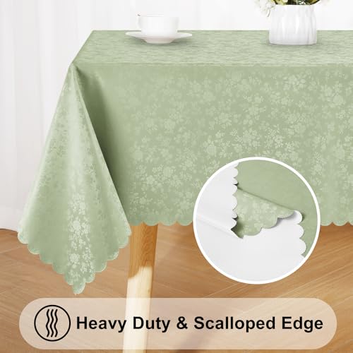 Image of Smiry Rectangle Table Cloth, Waterproof Heavy Duty Vinyl Tablecloths, Wipeable Washable Table Cover for Kitchen and Dining Room (Grass Green, 60 inch X 84 inch)