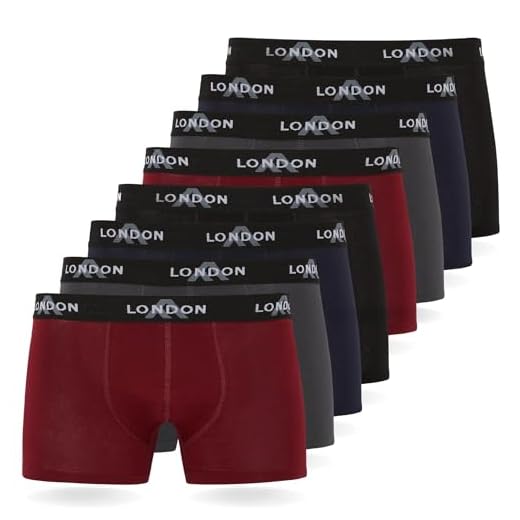 FM London Fitted Boxer, Azul (Dark Assorted 03), Large (Pack de 8) para Hombre