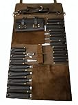 SN Leather Knife Roll, Chef Knife Roll, Knife Case,Knives Roll Holder, (Brown)