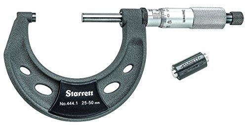 Micrómetro exterior Starrett 444.1MXRL-50 con rango de 50 mm y puntas de carburo de alta precisión