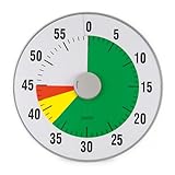 TimeTEX - Reloj de duración XL plateado con disco semáforo | Cuenta regresiva silenciosa de 60 minutos con señal visual y acústica para autosuficiencia | Contenido: temporizador a pilas (tamaño: 32 cm