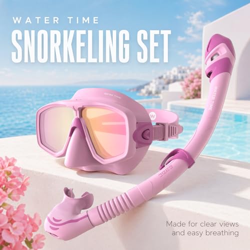 Set de snorkel WATERTIME para adultos, tubo con tapa seca y máscara de buceo panorámica miniatura 2