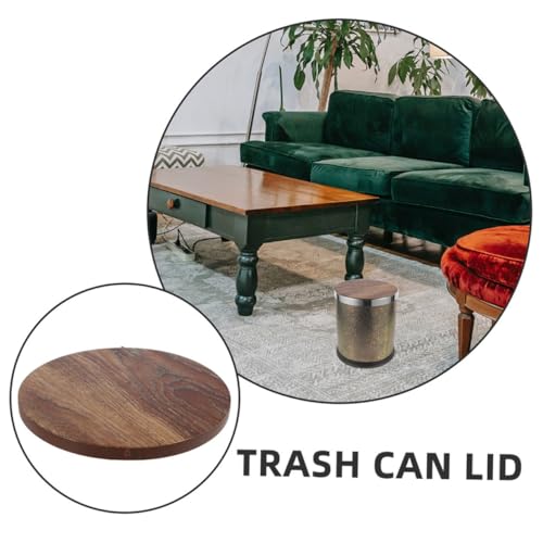 LALAFINA 2pcs Plastic Trash Can Lids with Wood Grain Look Replacement Waste Bin Covers Easy Install Outdoor Garbage Can Accessories Odor Containment Smooth Surface Cleaning - Thumbnail 7