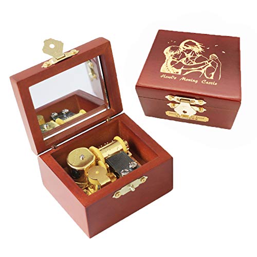 Youtang Caja de música con diseño de castillo de madera tallada, mecanismo de oro, regalo musical con espejo para Navidad, cumpleaños, día de San Valentín