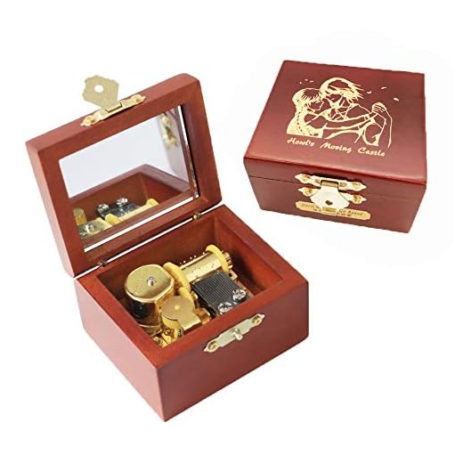 Youtang Caja de música con diseño de castillo de madera tallada, mecanismo de oro, regalo musical con espejo para Navidad, cumpleaños, día de San Valentín