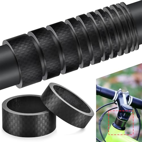 Vesavifaka 12 Stück Fahrrad Carbon Faser Headset Abstandshalter Spacer, Mattes Finish, Passt für 1-1/8 Zoll Vorbau für MTB, Mountainbike Straßenrad Lenker Vorbauten, (15/10/5/3/2/1mm) 6 Größen