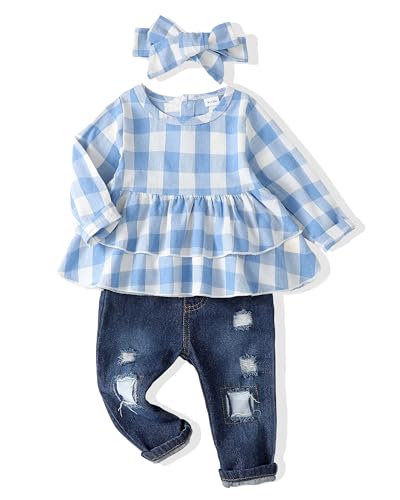 Image of Renotemy Baby Girl Clothes Toddler Girl Clothes Outfits Infant Clothing Jeans Pants Set Cute Clothes Set for Girls