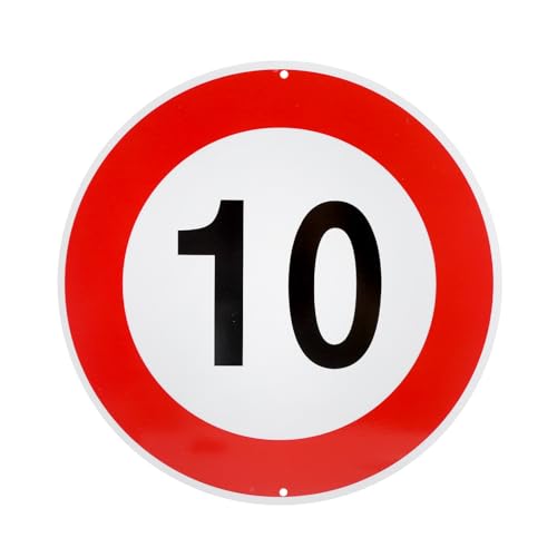 Zulässige Höchstgeschwindigkeit 10km/h Aufkleber Verkehrszeichen Schild aus Reflektierend Wetterbeständig Einfache Installation für den Außenbereich Größe: Ø30 cm