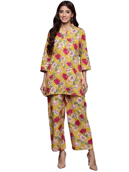 Image of Varanga Women Lavender Floral Printed Cotton Co-Ords